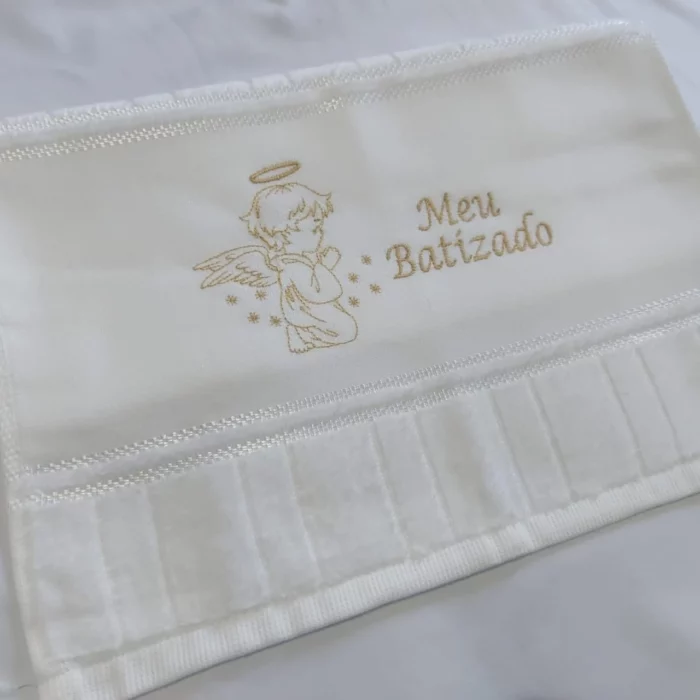 Toalha branca de mão com bordado 30cm x 45cm - Imagem 7
